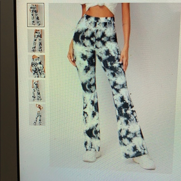 Pants - Black and White tie-dye flare pants